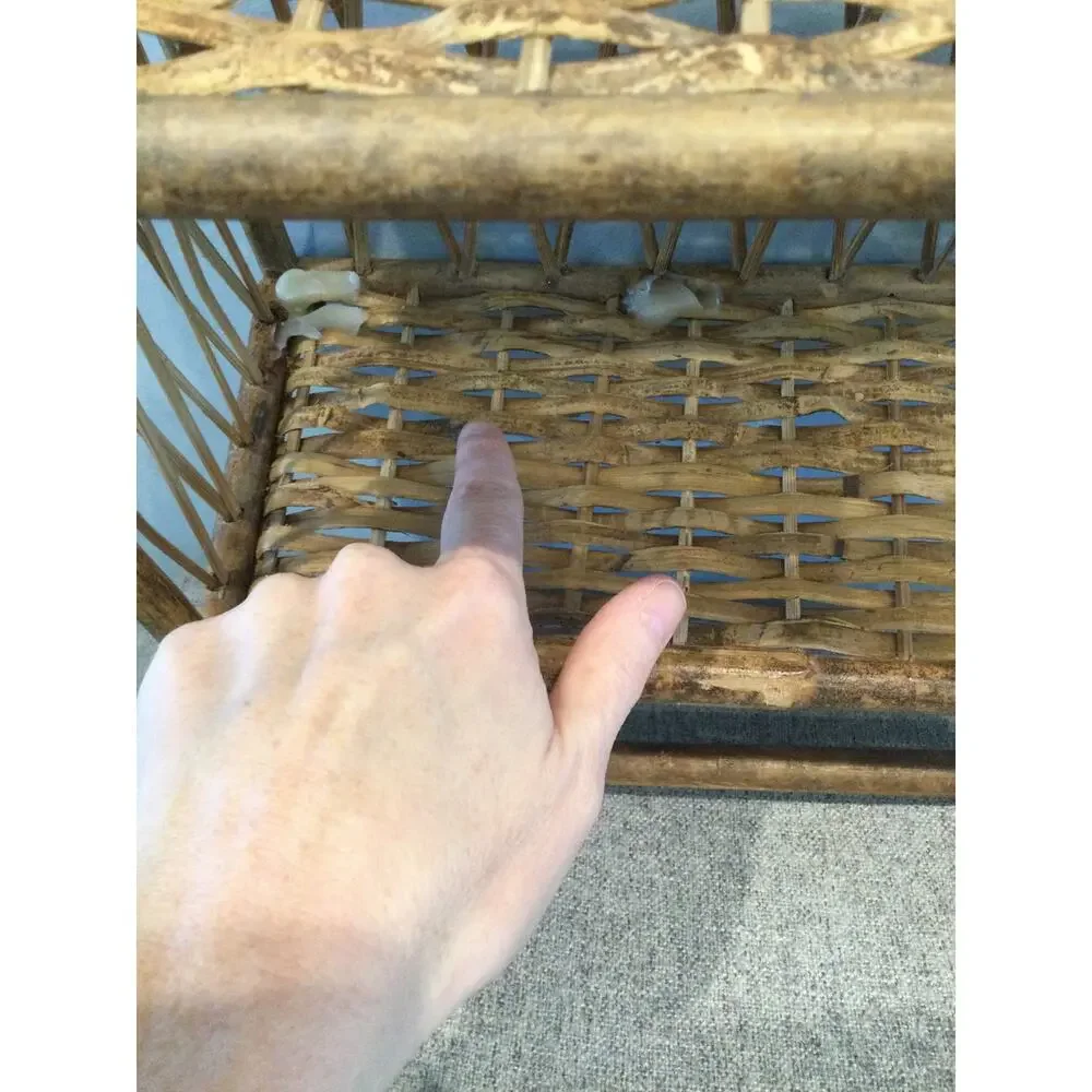 Vintage Wicker Bamboo Wall Shelf Towel Bar Boho Decor Bathroom Organizer Rustic